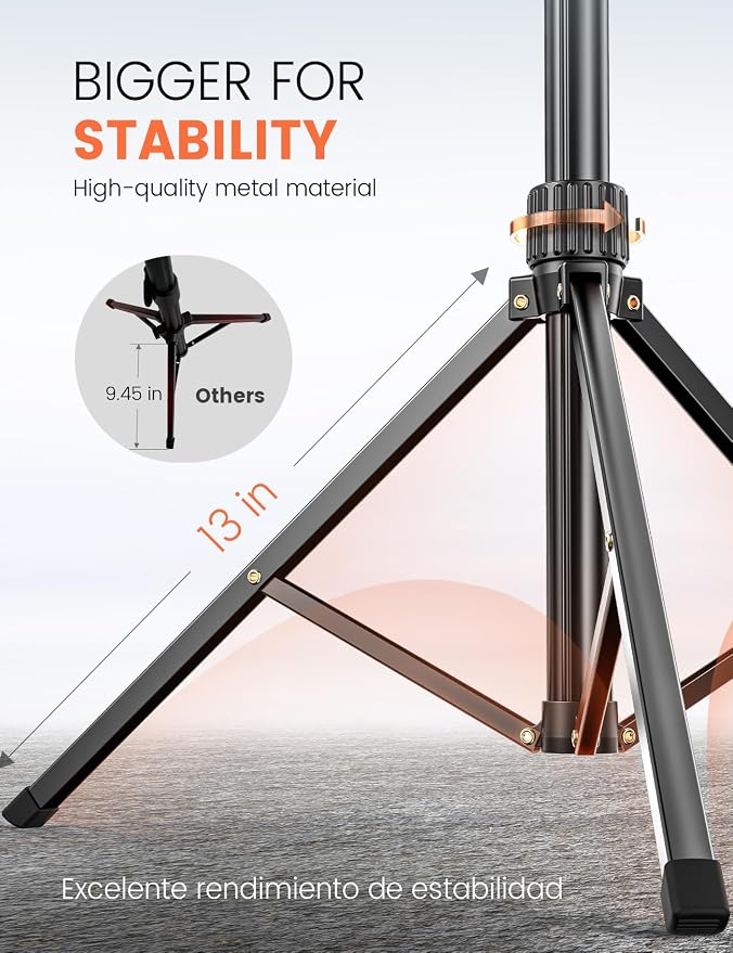 Pnitri 71'' Phone Tripod Stand, Extendable Reinforced Aluminum Phone Stand - Image 3