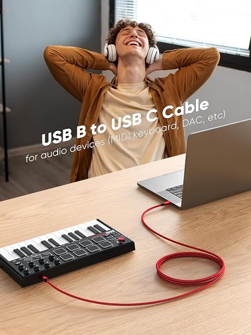 CableCreation USB B to USB C 10FT Printer Cable, MIDI Cable to USB C, Nylon - Image 3