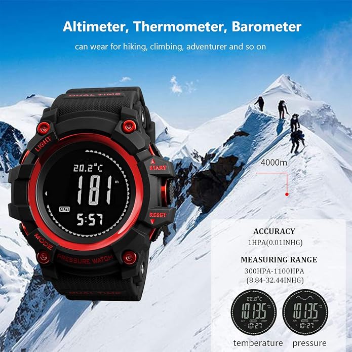 Watch Compass, Altimeter Barometer Thermometer Temperature, Military Army - Image 2