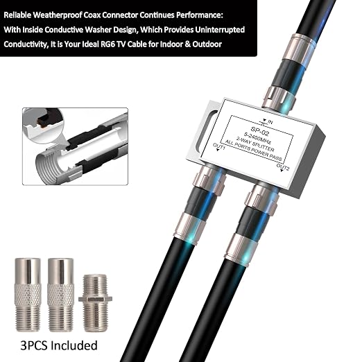 100ft RG6 Coaxial Cable Black, 75 Ohm Coax Cable - Image 3