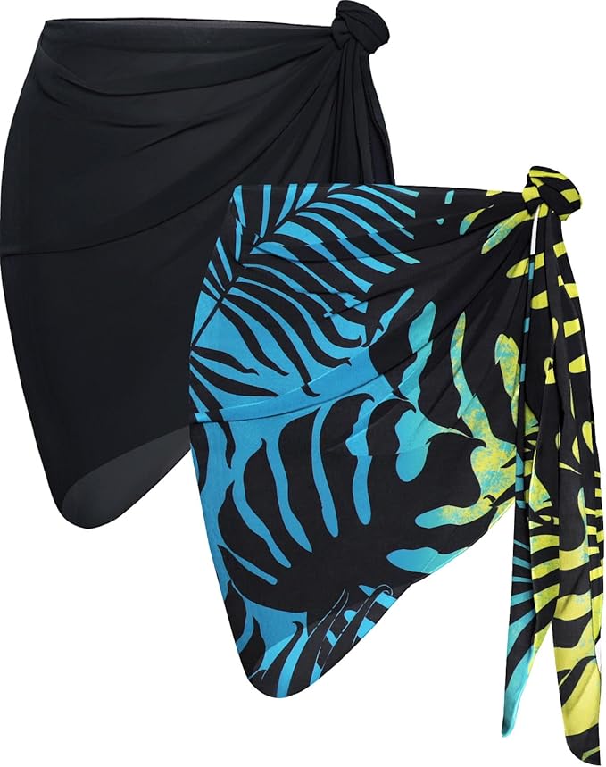 CHICGAL 2 Pieces Women Beach Sarong Bathing Suit Wrap Skirt Sheer Bikini by CHICGAL