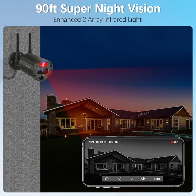 【130° Wide Angle & 2-Way Audio】 Outdoor Wireless Security Camera System - Image 9