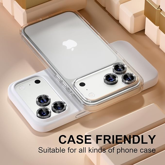 Misea Compatible for iPhone 17 Pro/iPhone 17 Pro Max Camera Lens Protector Bling - Image 5