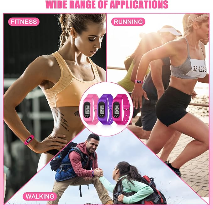 Silicone Fitness Tracker Watch 3 Pcs Walking Running Pedometer Calorie Burning - Image 6