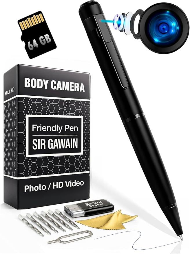 SIRGAWAIN Premium Body Camera Pen — Full HD 1080p Video & Photos, Motion by SIRGAWAIN