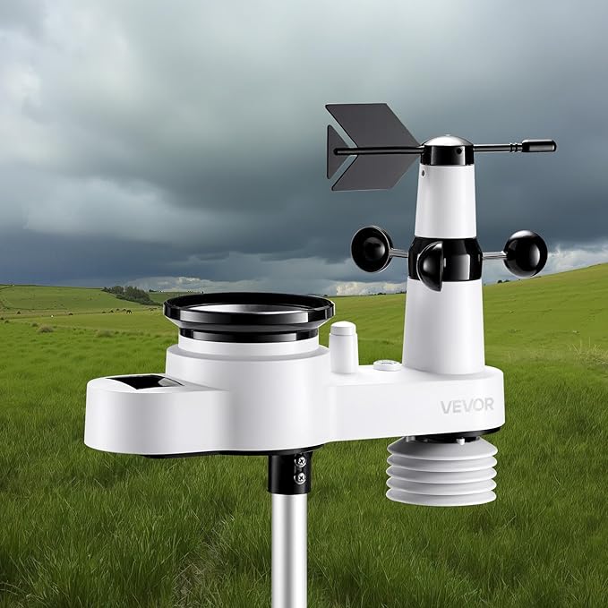 VEVOR 5-in-1 Wireless Weather Station, 7.5-Inch VA Display, Solar Powered - Image 8