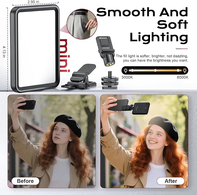 Rechargeable Soft Selfie Light for Phone, 4-14H Battery Portable LED Light for - Image 5