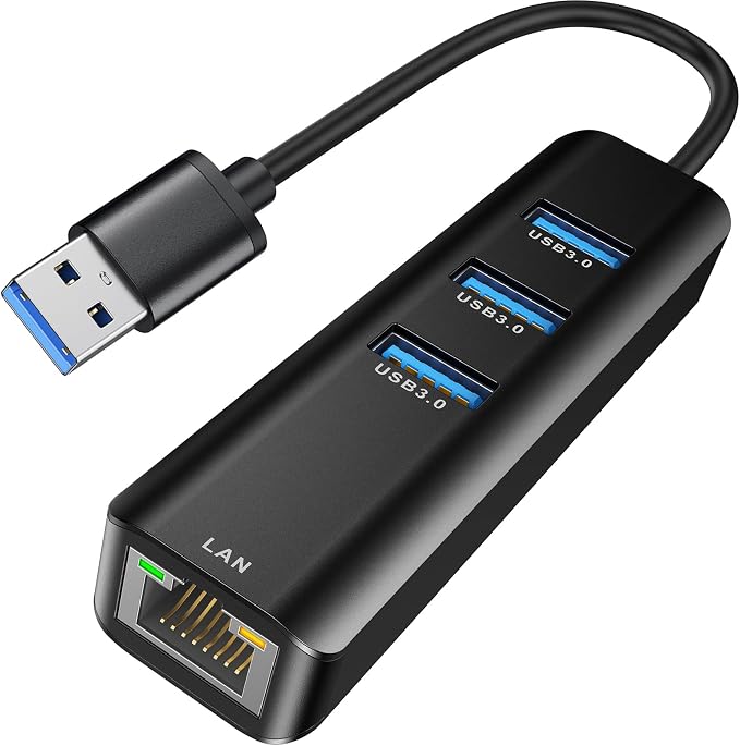USB to Ethernet Adapter, ABLEWE 3 Ports USB 3.0 Hub by ABLEWE