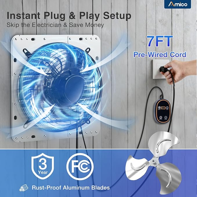 Amico 10" Smart Shutter Exhaust Fan - Image 8