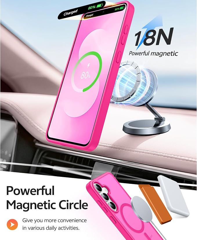 FNTCASE for Samsung Galaxy S25 FE Case: Magnetic Translucent Matte Military - Image 3