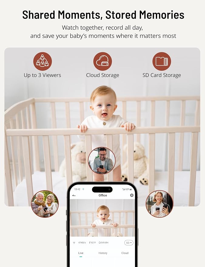 PARIS RHÔNE 2K Split-Screen Baby Monitor, 5” Smart Video Baby Monitor - Image 7
