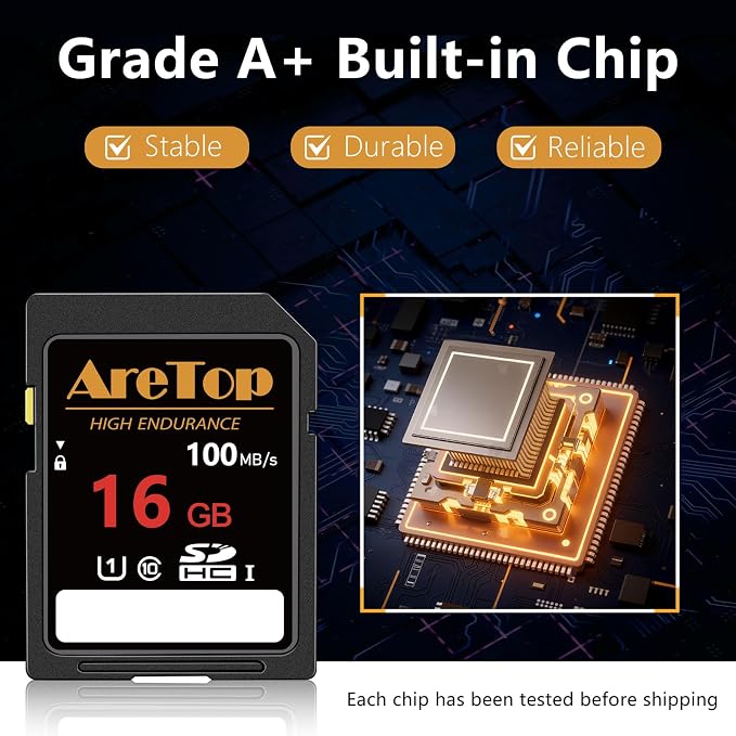 AreTop SD Card 16GB, 5 Pack UHS-I Class 10 SDHC Memory Card, 5 Pack 16GB Full - Image 4