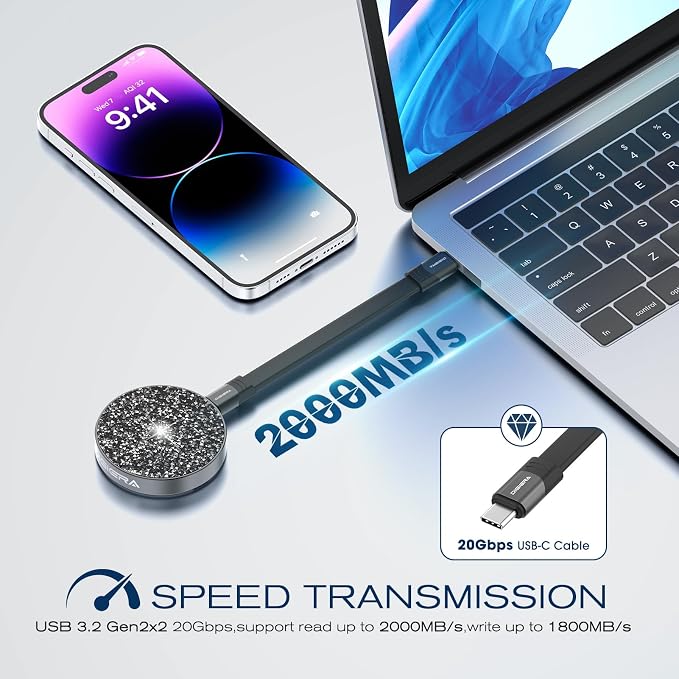 DIGIERA 1TB Magnetic Portable SSD, USB-C 3.2 Gen 2x2 External Solid State - Image 4