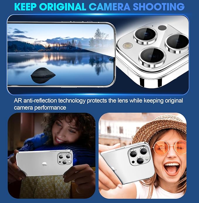 for iPhone 15 Pro/iPhone 15 Pro Max Camera Lens Protector Individual Metal Ring - Image 4