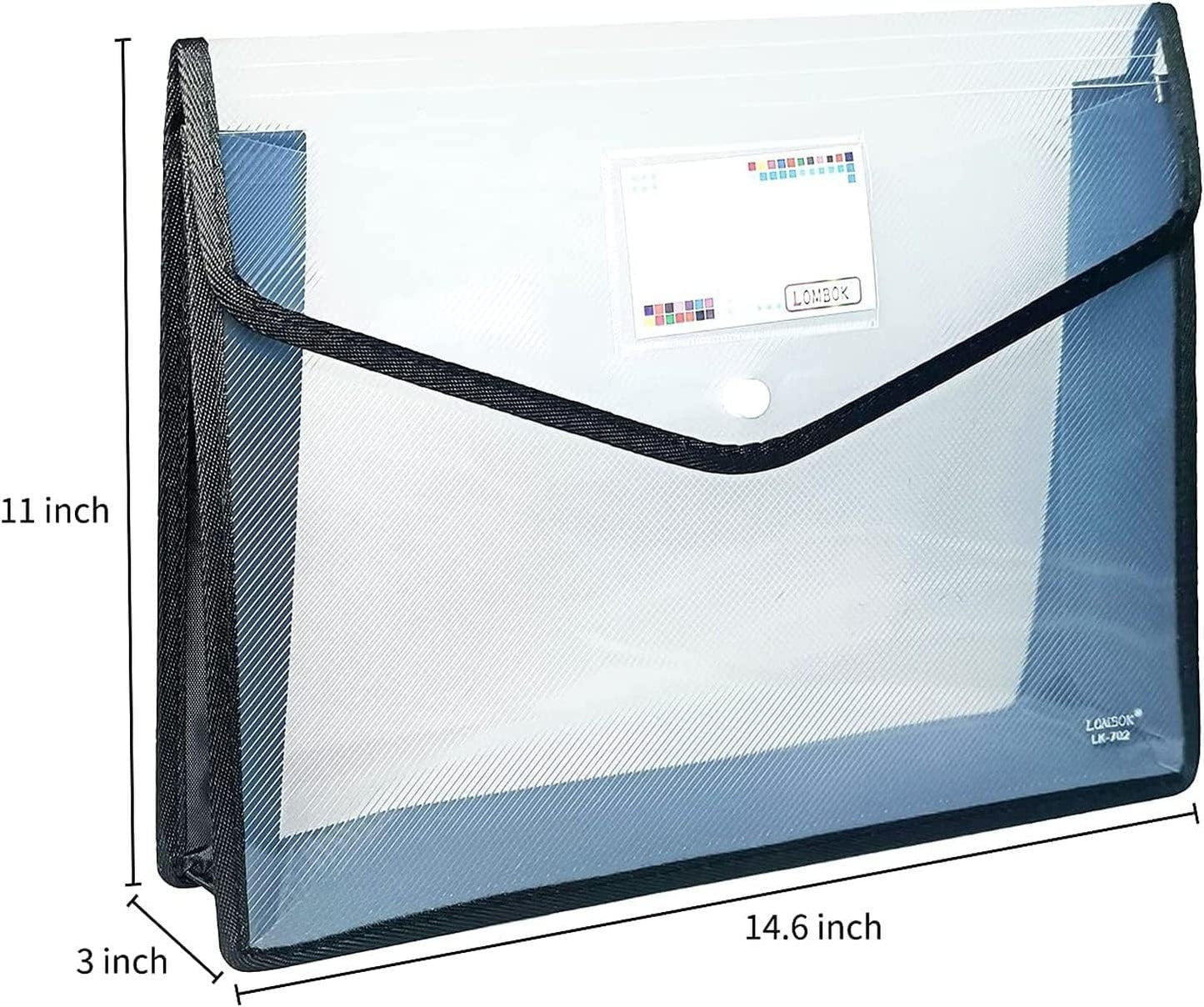 YoeeJob Plastic File Folders Legal Size 2 Pcs, Expandable Document Folder with Snap Button Closure, A4 Expanding File Wallet Envelopes Pouch with Label Pocket, Black&Blue