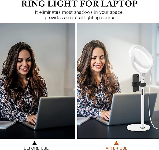 8 inch Desk Ring Light with Stand, Adjustable Zoom Lighting - Image 4