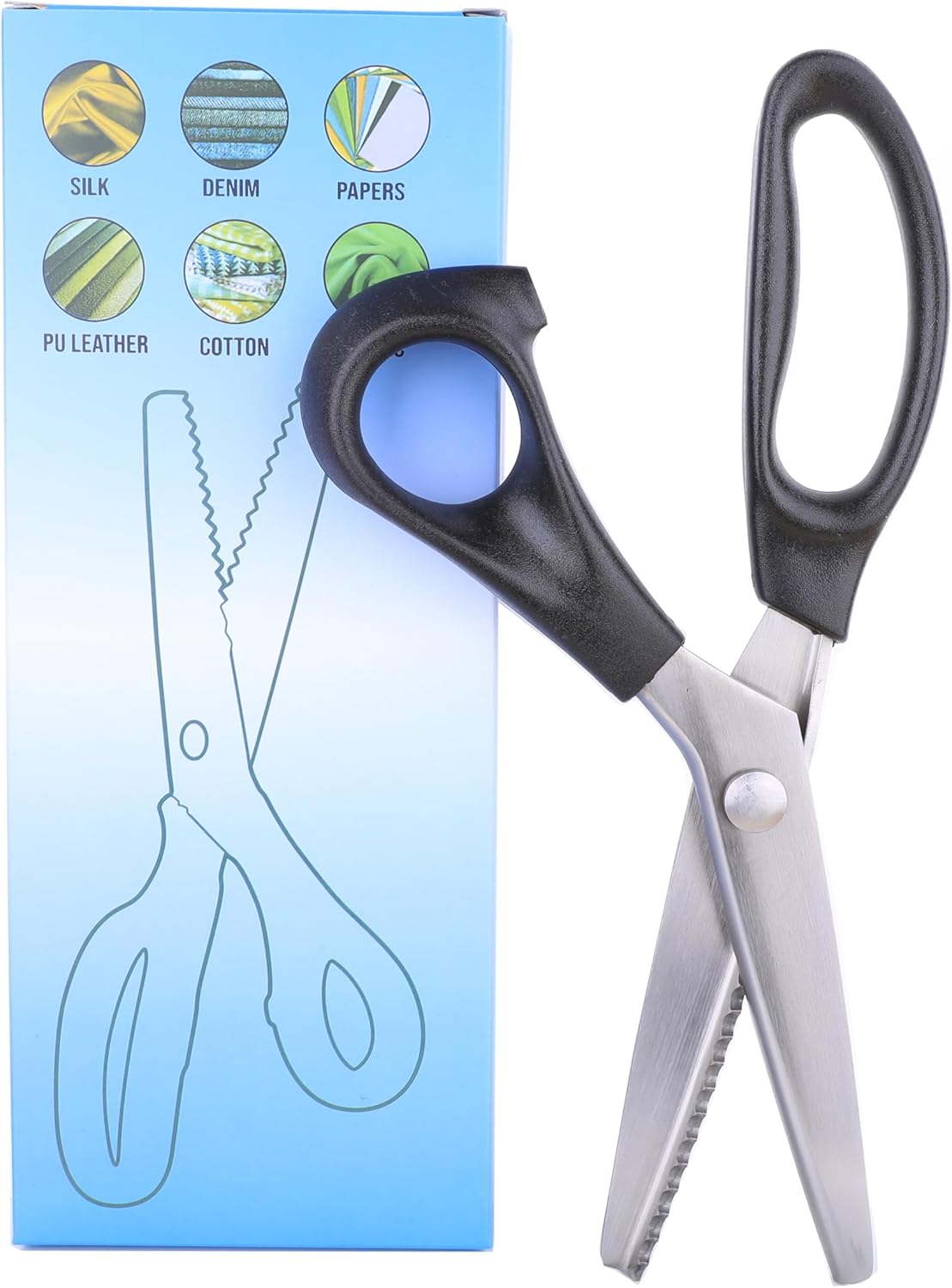 Scalloped Pinking Shears Strong & Sharpe Pinking Shears for Fabric, Serrated and Scalloped Scissors Fabric,3mm,5mm,7mm(Scalloped 5mm)