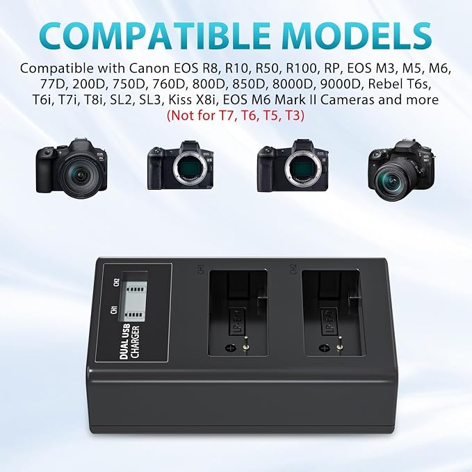 LP LP-E17 Battery Charger, LCD Display & USB-C Dual Slot Charger Compatible - Image 2