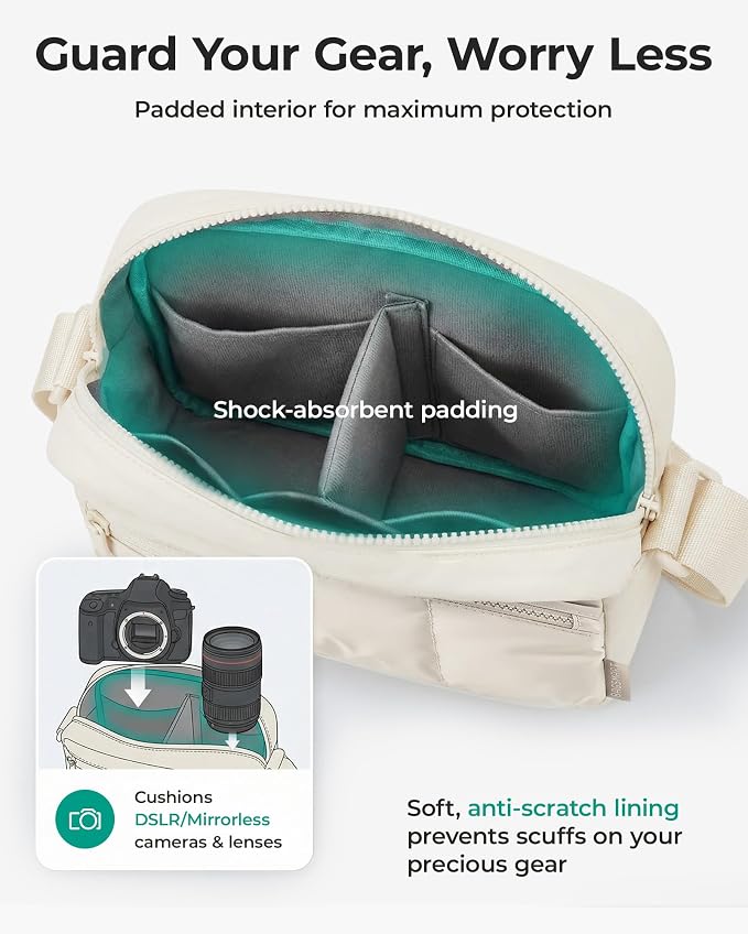 BAGSMART 2 in 1 Puffy Camera Sling Bag Small Camera Shoulder Bag - Image 4