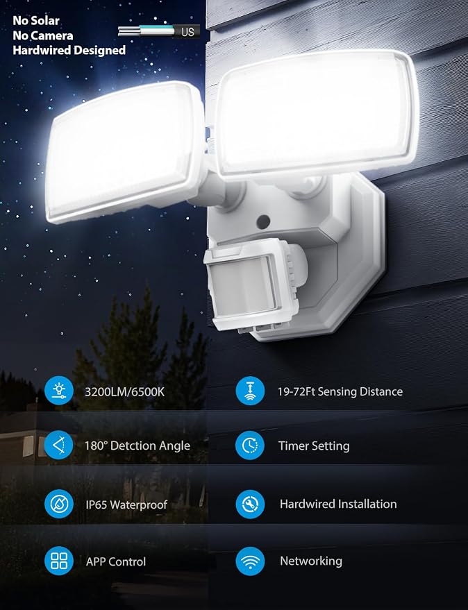 Onforu 32W 3200LM Smart Outdoor Security Light, WiFi Motion Sensor Flood Light - Image 2