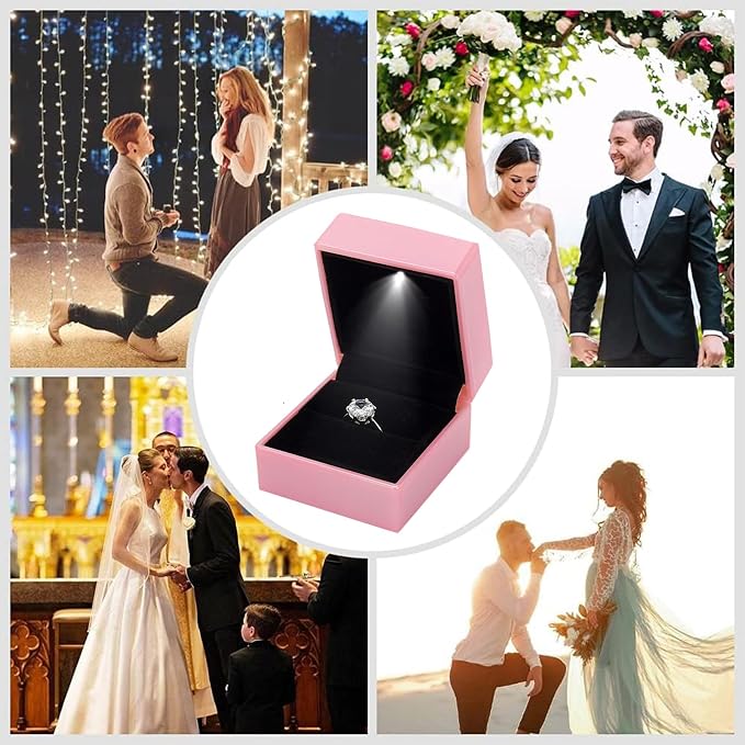 Ring Box Square Shaped LED Light Engagement Ring Boxes Jewelry Gift Box - Image 7