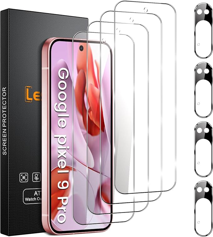 Lesakit 4 Pack for Google Pixel 9 Pro Screen Protector by Lesakit