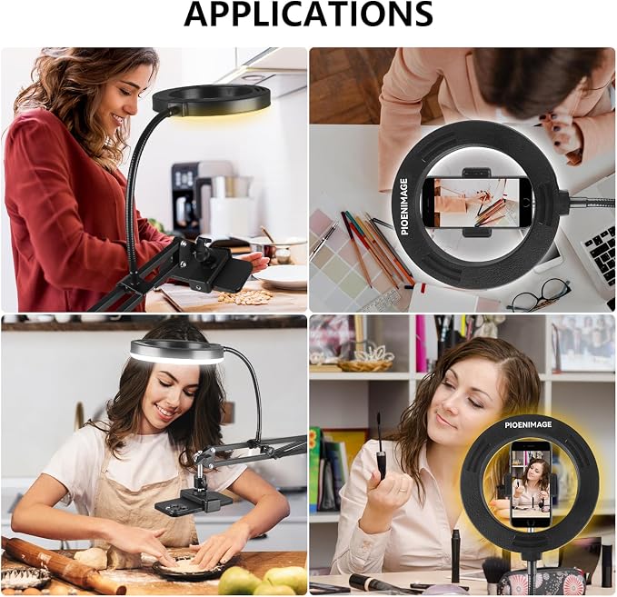 6" LED Ring Light for Desk, Overhead Camera Mount - Image 6