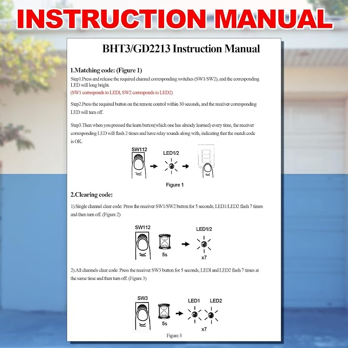 Kingdder 3 Pcs Garage Door Remote Compatible - Image 4