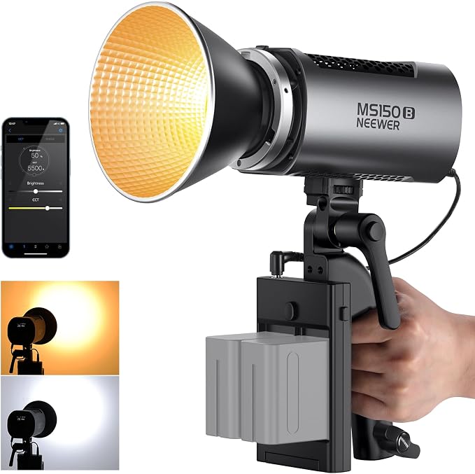 NEEWER MS150B 130W Bi Color LED Video Light, Mini COB Portable Photography by Neewer