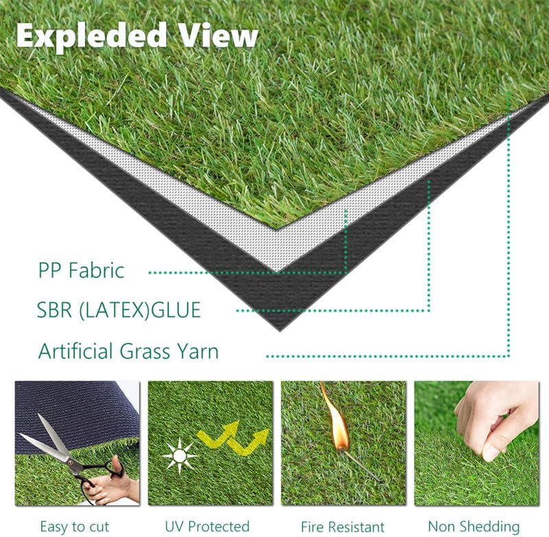 0.8 Inch Grass Height Artificial Grass 12FT x 13FT Customizable Flame Retardant - Image 5