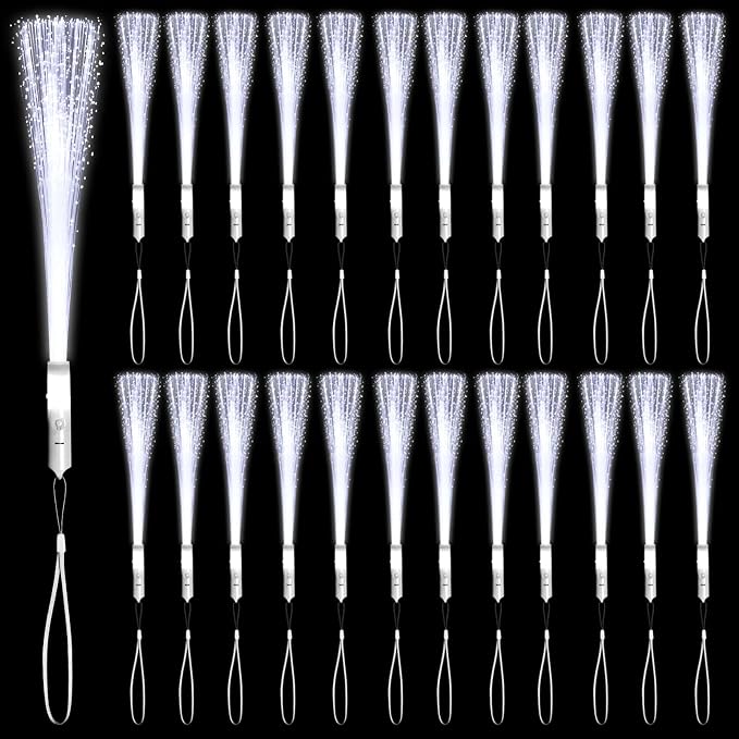 36 Pack White Glow Sticks Light Up Fiber Optic Stick Glow Wands Bulk by NUDALA