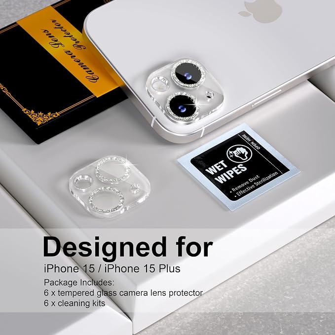 for 6 Pack iPhone 15 / iPhone 15 Plus Camera Lens Protector 9H Tempered Glass - Image 2