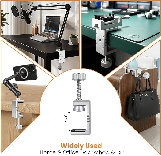 Heavy Duty C Clamp & Desk Clamp, Aluminum Alloy Table Mount - Image 3
