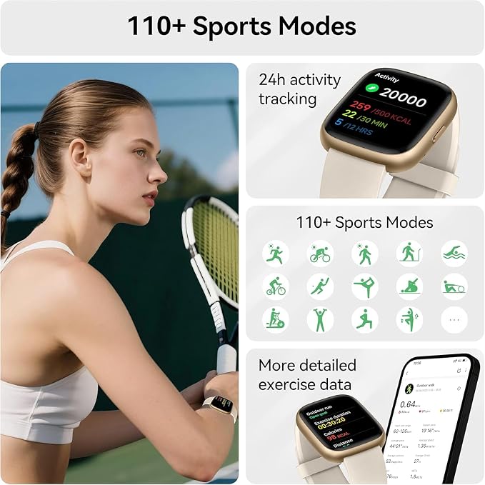 Smart Watch with Alexa Built-in, 1.83" HD Touchscreen Fitness Tracker with - Image 3