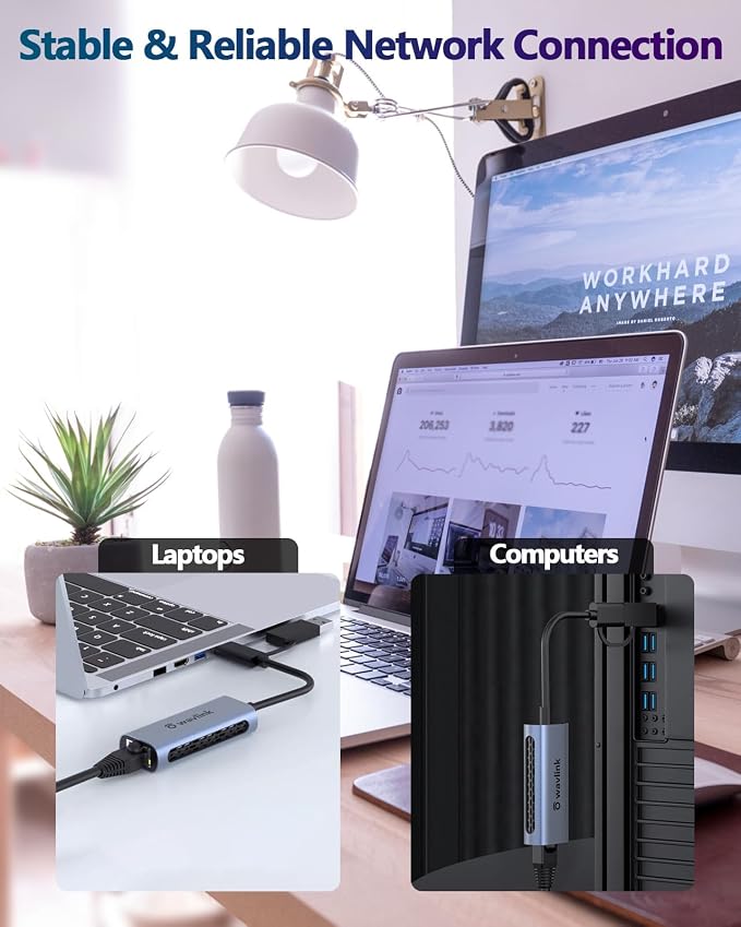 Wavlink USB C to Ethernet Adapter 2.5 Gbps, 2-in-1 USB to 2.5G Ethernet Adapter - Image 7