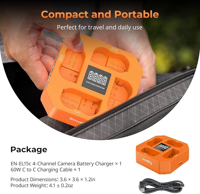 SmallRig EN-EL15c 4-Channel Camera Battery Charger - Image 7