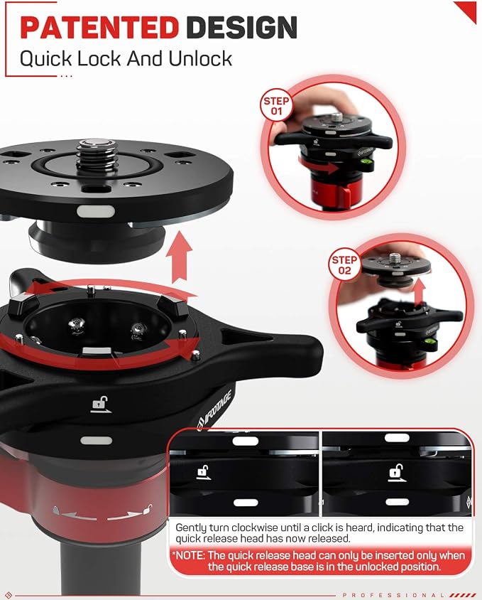 IFOOTAGE Quick Release Plate Seastar Q1S, Upgrade Camera Quick Connect Tripod - Image 2