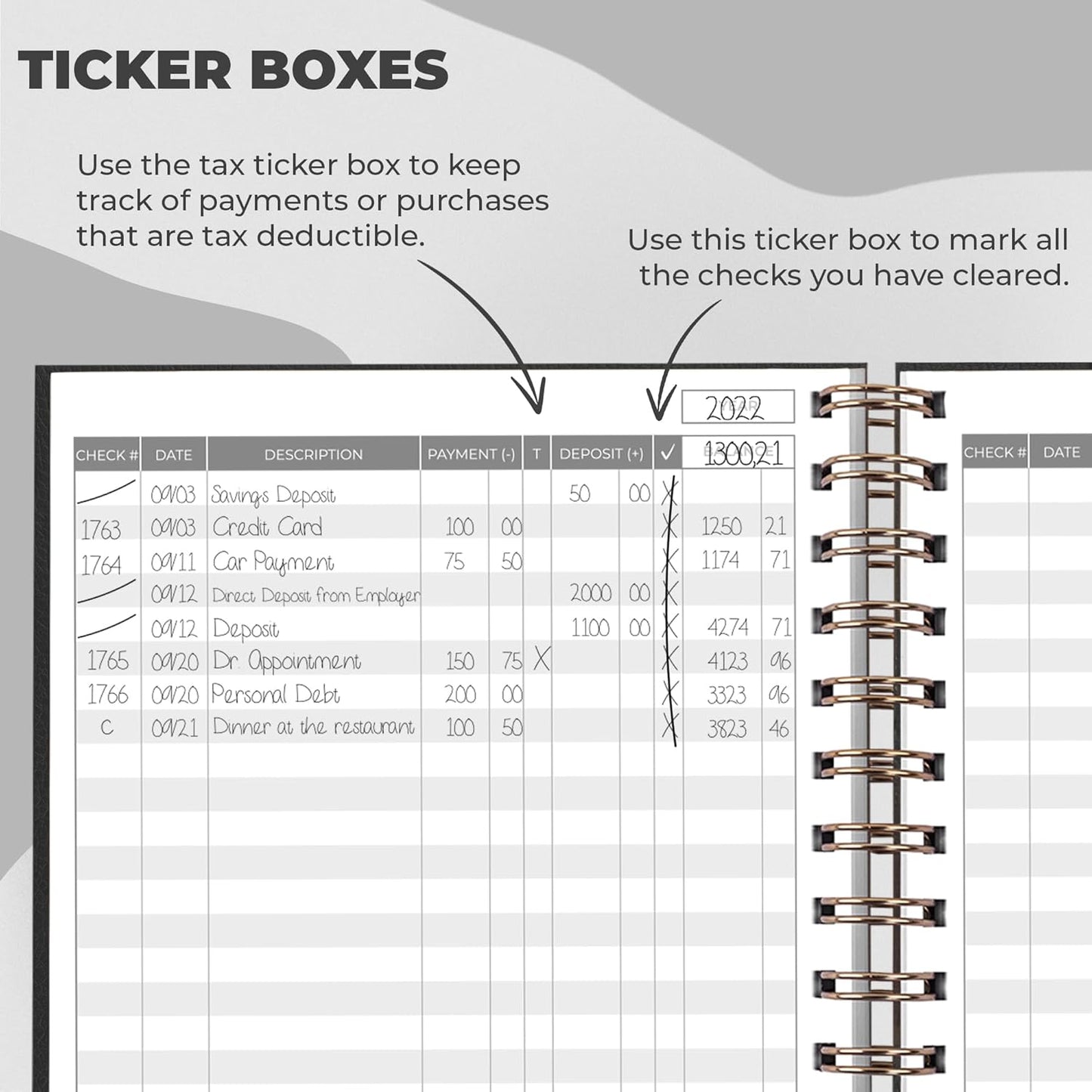 Clever Fox Check Register for Personal Checkbook – Checking Book Register – Checkbook Register – Accounting Ledger Book – 3968 Entry Lines, 6.1" x 8.3", Spiral Binding, Hardcover, Black