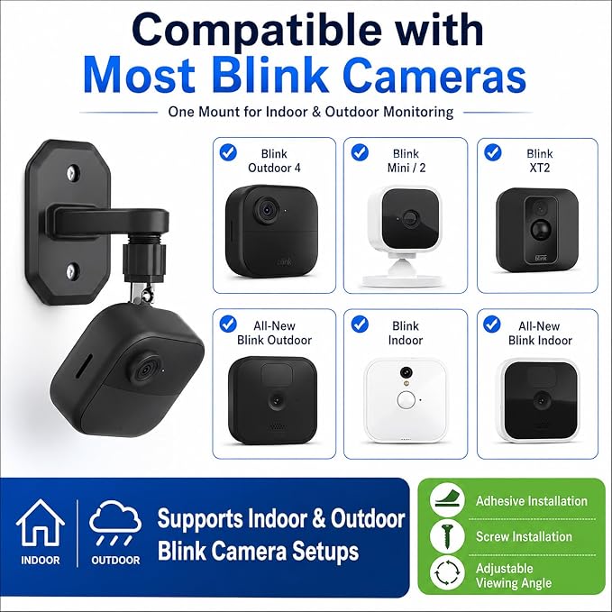 2Pack Adhesive Wall Mount Adjustable Security Wall Mount Bracket - Image 2
