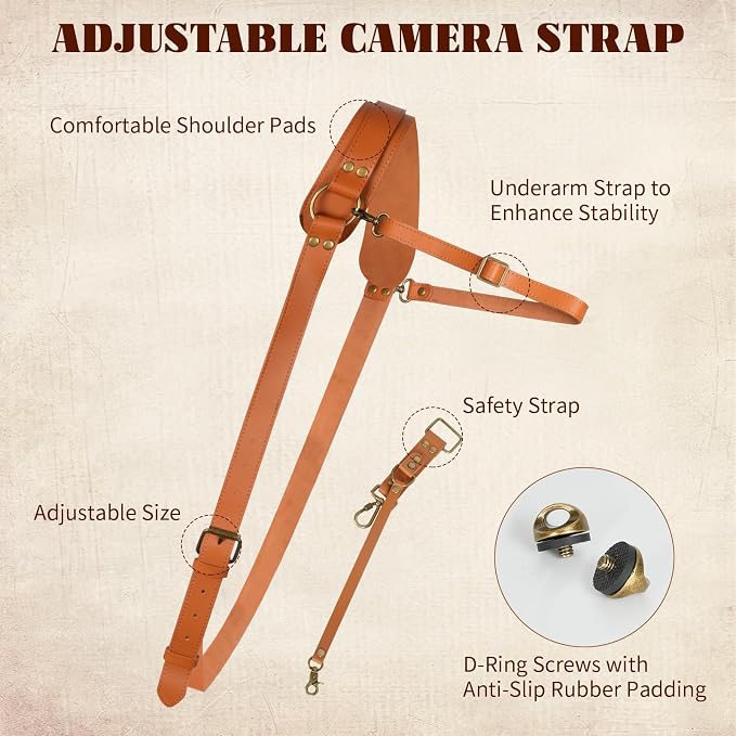 Leather Camera Harness for 1 Camera, Single Camera Strap for Photographers - Image 2