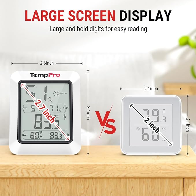 TempPro Hygrometer Thermometer for House, Backlit Humidity Meter Temperature - Image 8