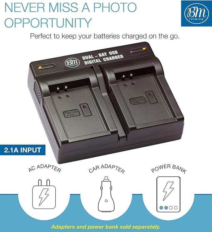 BM Premium 2-Pack of LP-E12 Batteries and USB Dual Battery Charger - Image 4