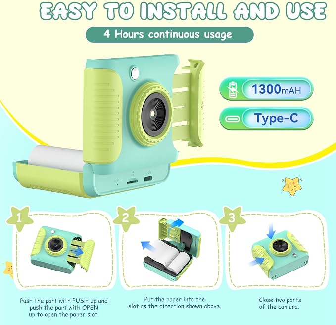 Instant Print Camera for Kids, 2.4 Inch Screen Kids Instant Cameras, Christmas - Image 5