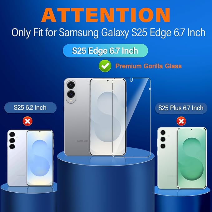 firtstnow 3 Pack for Samsung Galaxy S25 Edge Screen Protector Tempered Glass + - Image 2