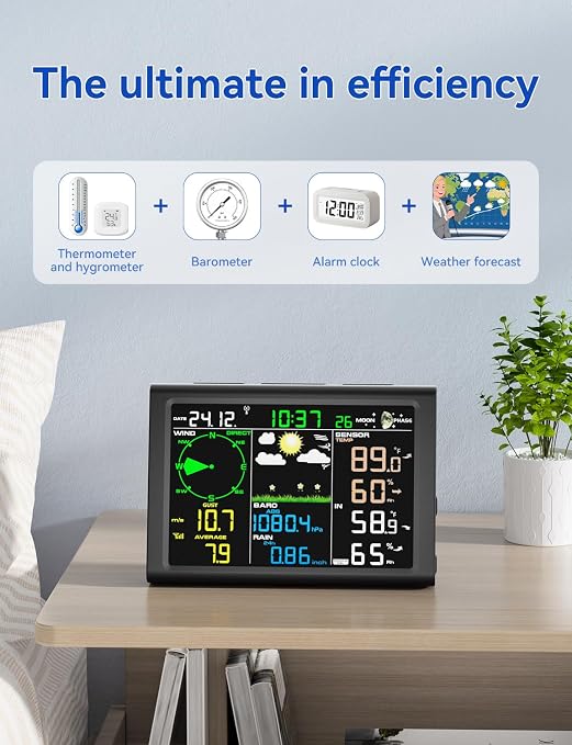 Wireless Weather Station with Outdoor Wireless Sensor, Radio Controlled Clock - Image 2