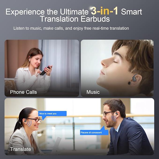 AI Translation Earbuds Real Time, 164 Language Translator Earbud 3-in-1 - Image 3