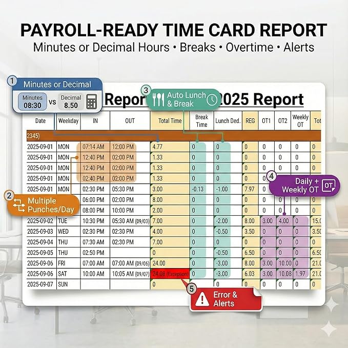 Time Clock System: App Control & 5s Fast Connection, Customizable Rules & 4 - Image 3