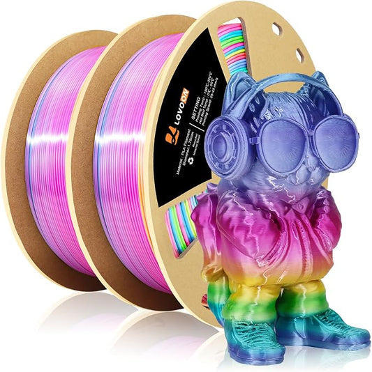 LOVOON 3D Printing Filament Bundle 2 KG, Silk Rainbow Gradient by LOVOON