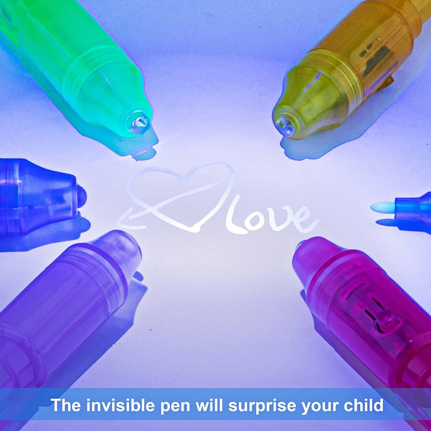 Invisible Spy Ink Pen 5 PCS, With UV Pen Light, Party Favors for Kids 8-12, Stocking Stuffers for Christmas, provide Thanksgiving, Halloween for Boys Girls Goodie Bag