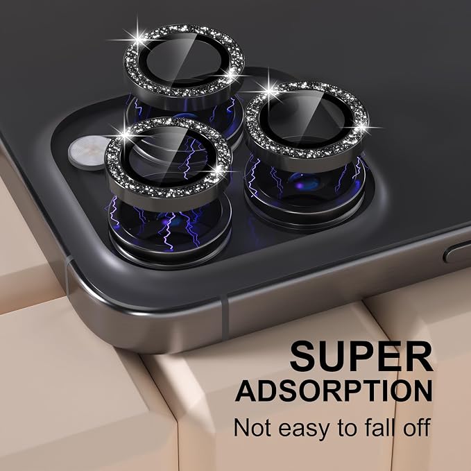 Misea Compatible for iPhone 16 Pro/iPhone 16 Pro Max Camera Lens Protector Bling - Image 6